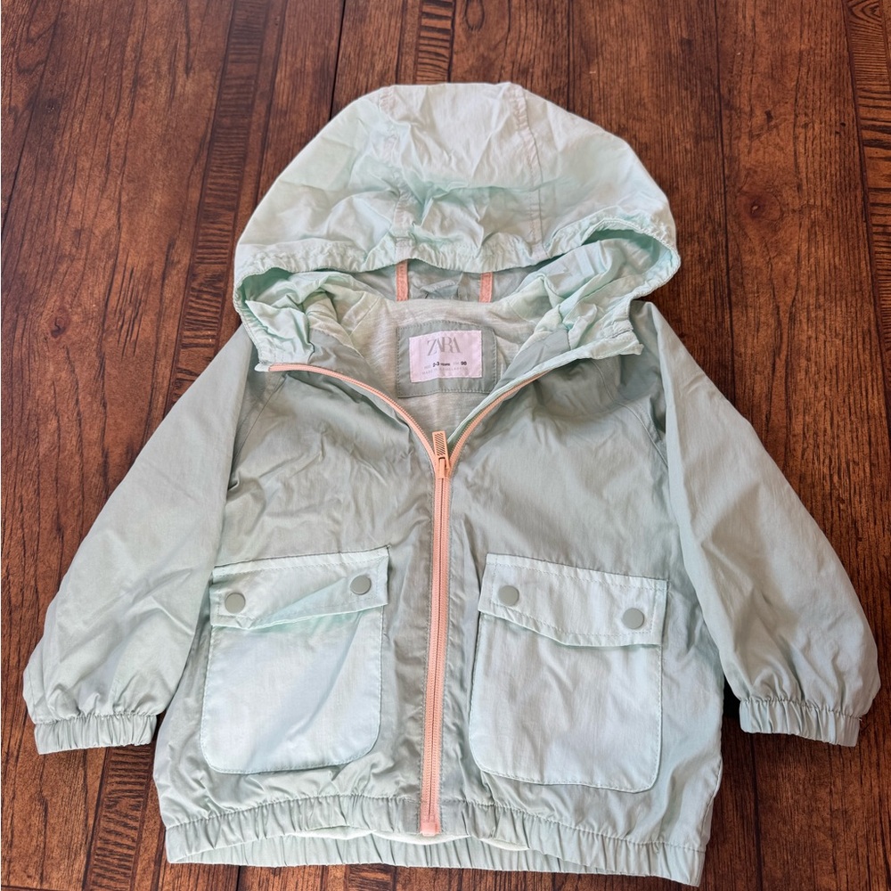 Zara Kids Mint Green Raincoat with Hood